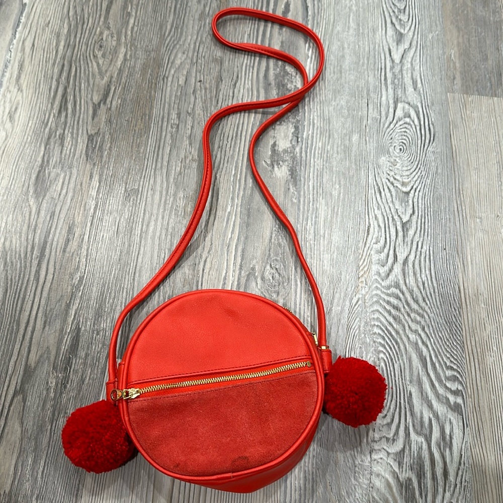 Red Circle Pom Pom Bag